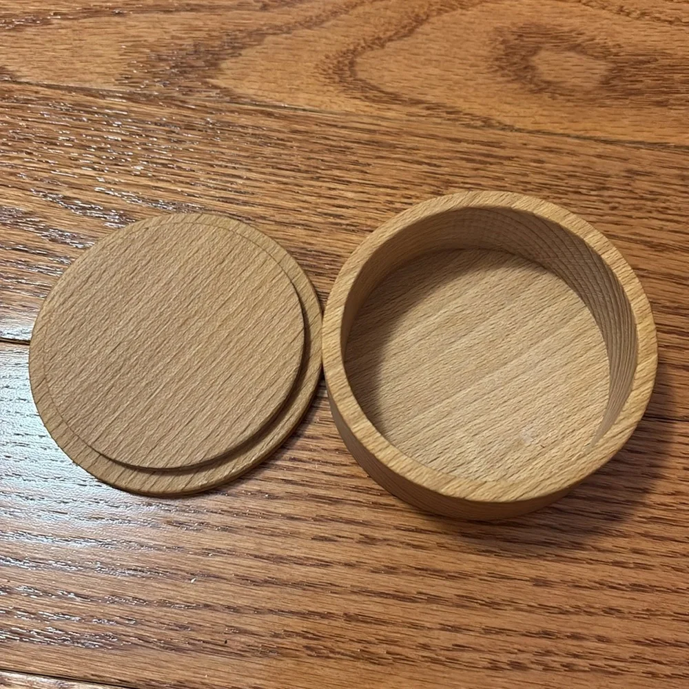 NEW Small Handcrafted Wooden Jewelry Box Circle Cat Kitten Trinket Box Jewelry
